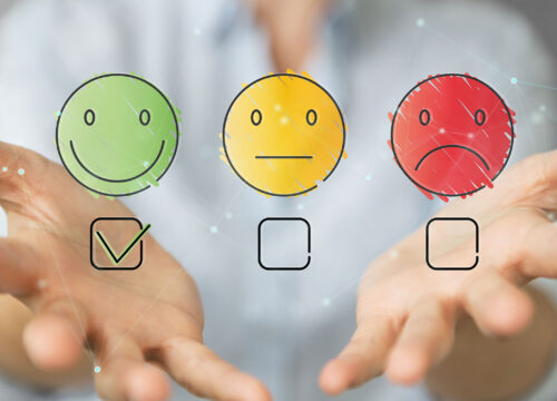 NPS survey with happy and sad faces